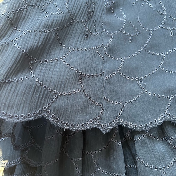 Charter Club Women's Tiered Silk Navy Blue Eyelet Skirt! - Picture 2 of 8